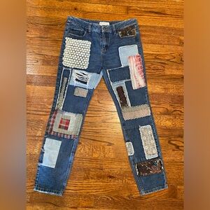 Free People Patchwork Quilt boho denim jeans Size 27